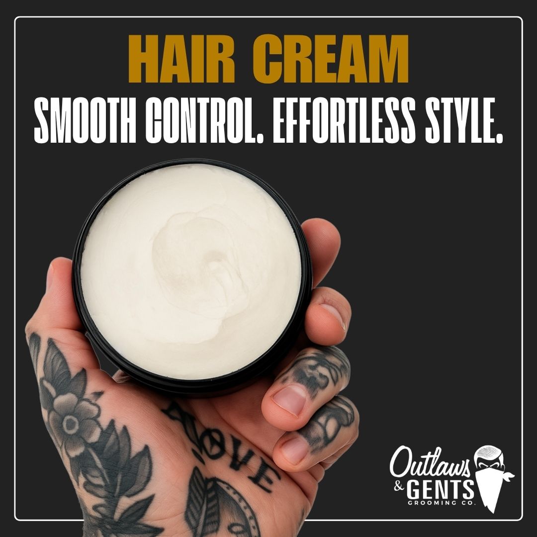 Open puck of Outlaws and Gents Hair Cream