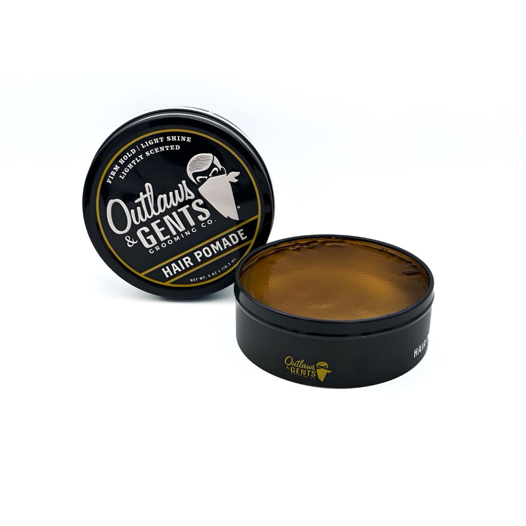 Open puck of Outlaws and Gents Hair Pomade