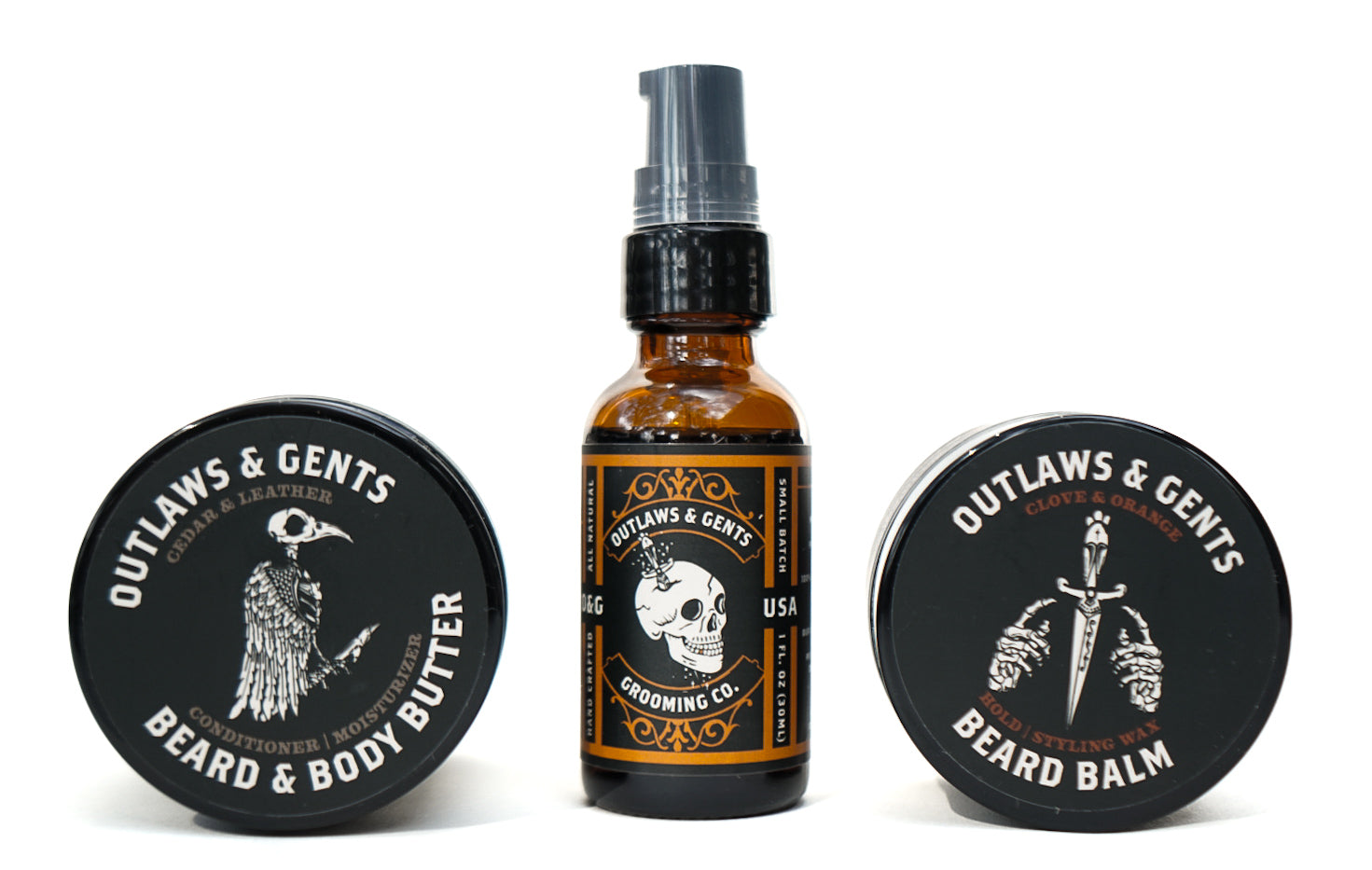 Outlaws and Gents beard and body butter, beard balm and grooming oil