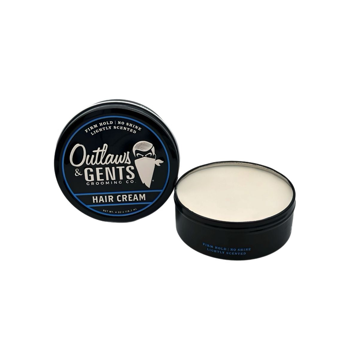 Open puck of Outlaws and Gents Hair Cream