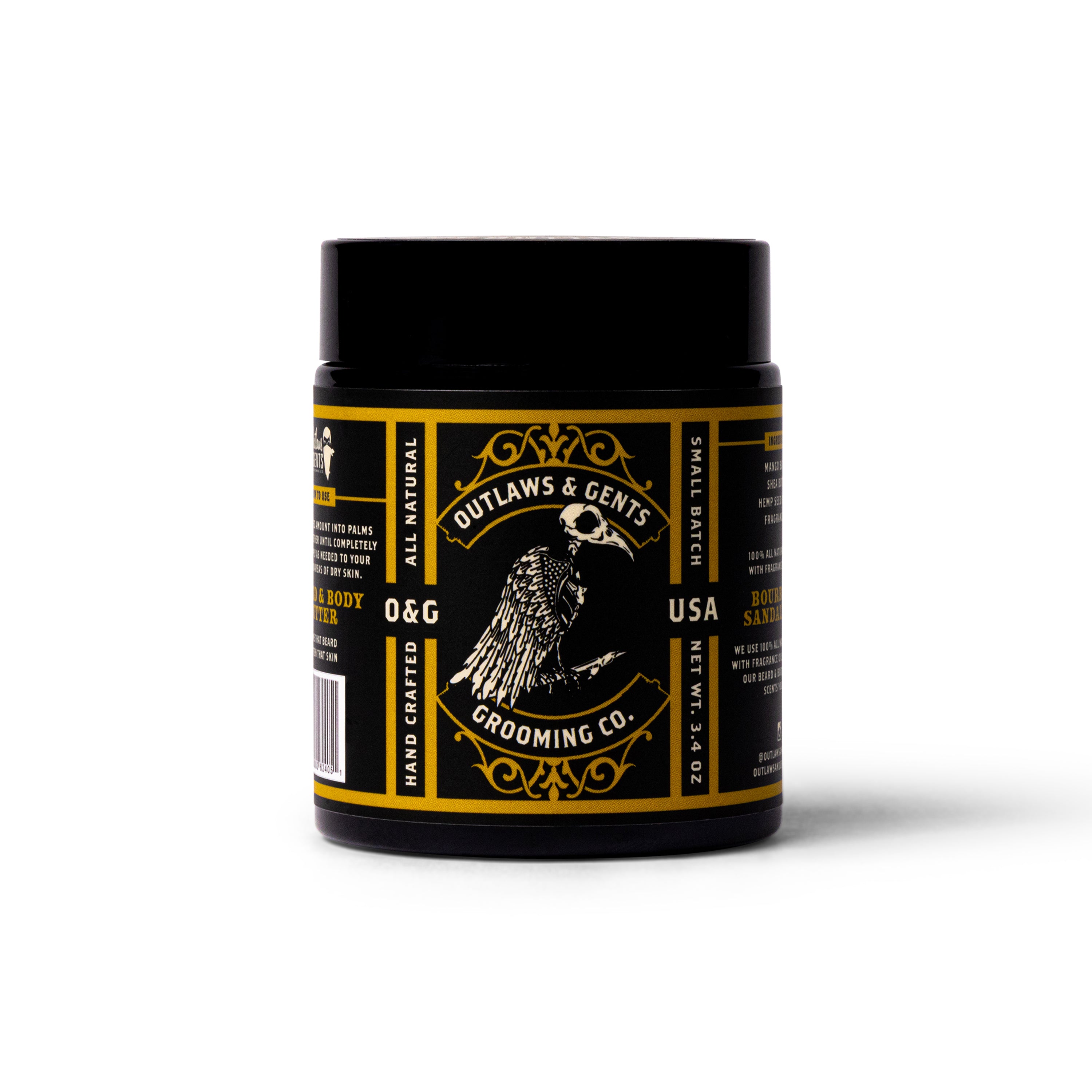 Outlaws and Gents bourbon and sandalwood beard and body butter